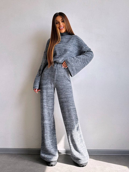 Damen Bequemer Sweat-Loungewear-Anzug mit weitem Schnitt und hohen Ärmeln EB