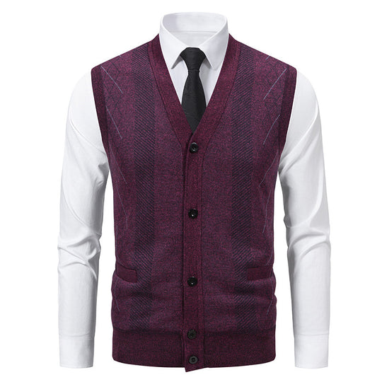 Herren Strickjacke mit klassischem V-Ausschnitt und feinem Zopfmuster EB