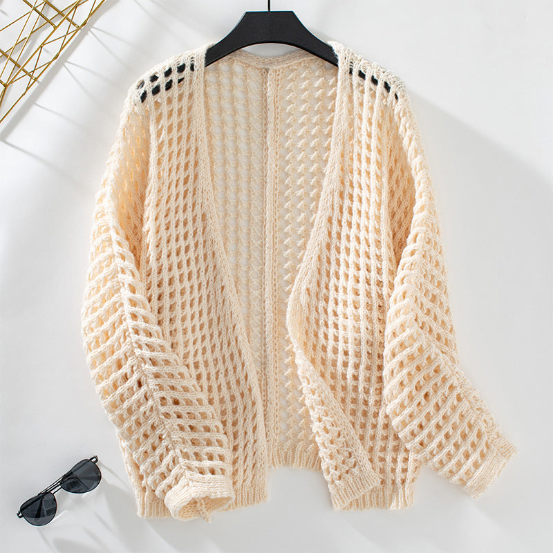 Damen luftige Strickjacke im modernen Netzdesign EB