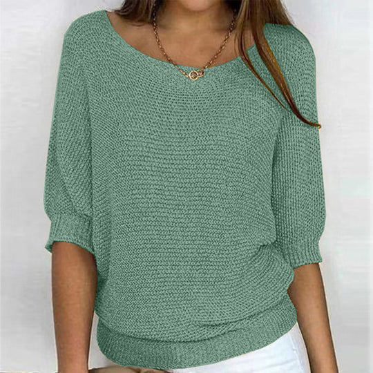 EB | Lässiger Strickpullover mit Weitem Ausschnitt Weich und Bequem Perfekt für Den Alltag