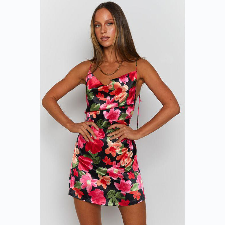 Damen figurbetontes Kleid mit floralem Design und attraktivem Schnitt EB