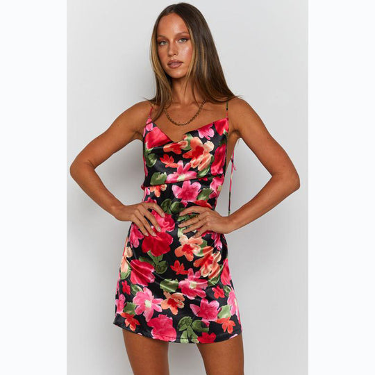 Damen figurbetontes Kleid mit floralem Design und attraktivem Schnitt EB