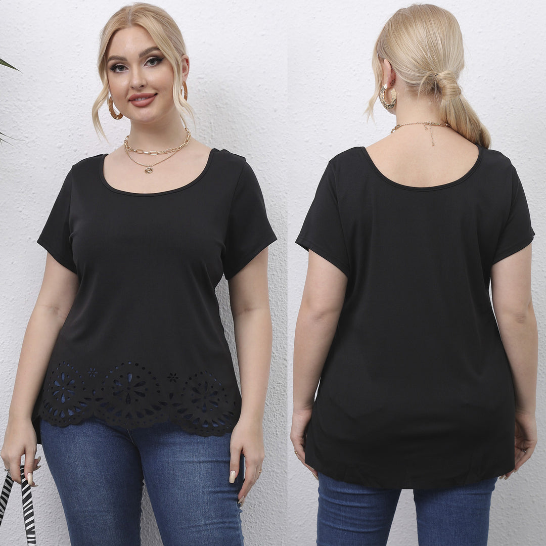 Damen Oberteil mit floralem Lochmuster EB
