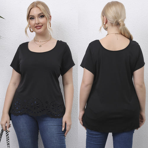 Damen Oberteil mit floralem Lochmuster EB