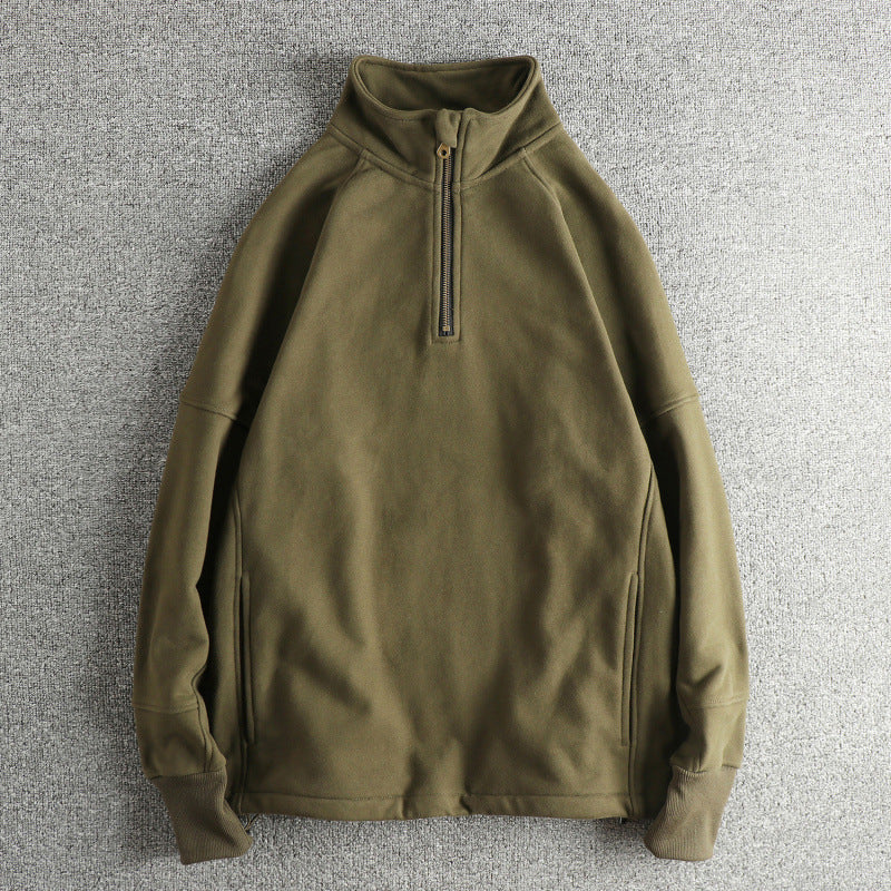 Herren Fleecejacke mit halbem Reißverschluss und seitlichen Eingrifftaschen EB