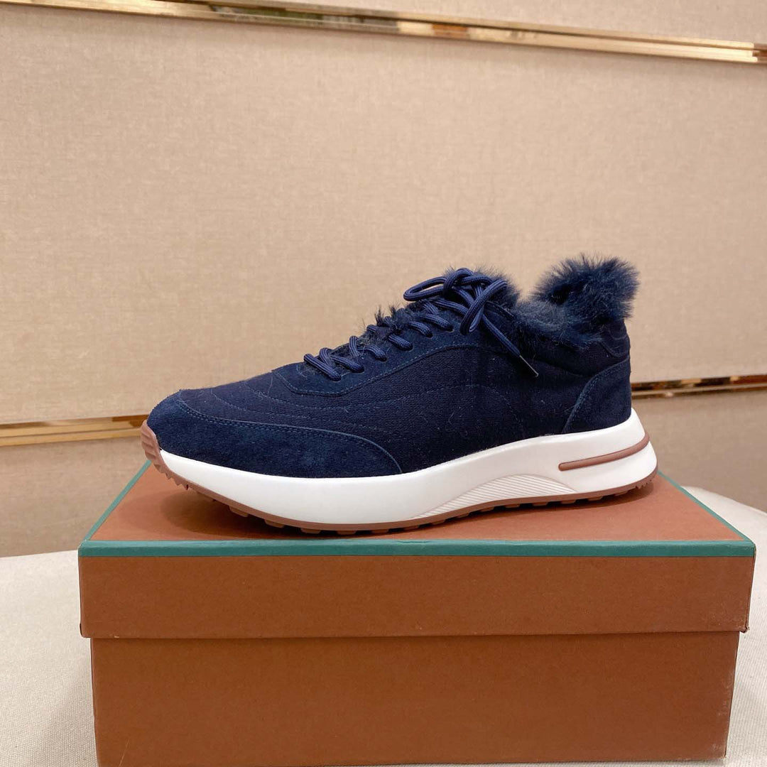 Damen Sportliche Sneakers mit luxuriösem Fellkragen EB