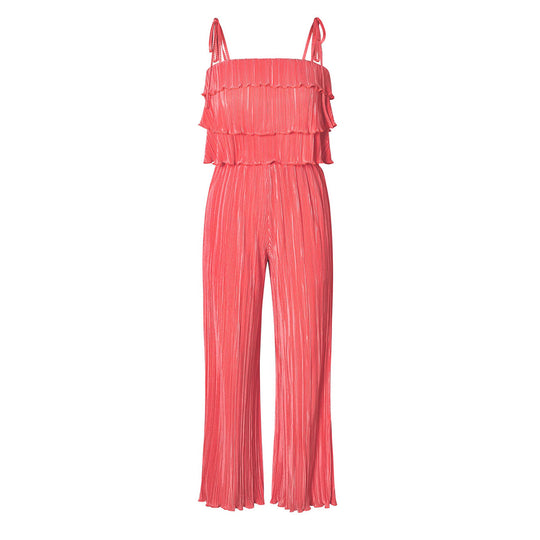 Damen Fließendes Jumpsuit mit Rüschendetails und stylischen Spaghetti-Trägern EB