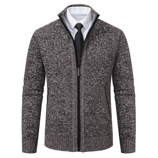 Herren elegante Strickjacke mit hohem Kragen und praktischem Reißverschluss EB