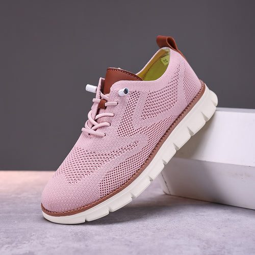 Damen nan gestrickter Derby-Sneaker mit flexibler Rillenlaufsohle und gepolstertem Komfortfußbett EB