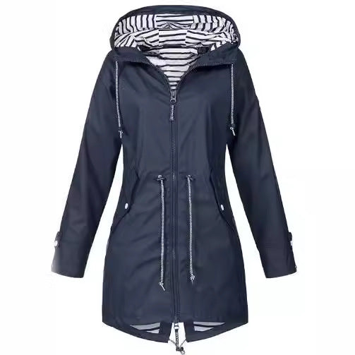 Damen nan taillierte Parka-Jacke mit Kapuze, Kordelzugbund und verdecktem Reißverschluss EB