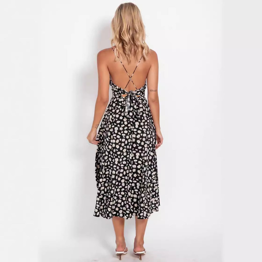 Damen Elegant geschnittenes Maxikleid mit floralem Muster und V-Ausschnitt EB