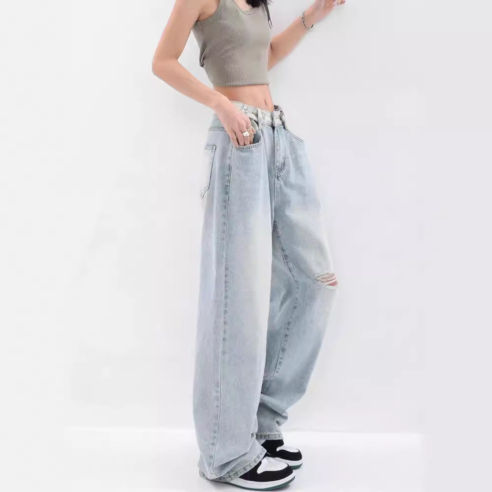 Damen Baggy-Jeans mit hohen Taille und lässiger Passform EB