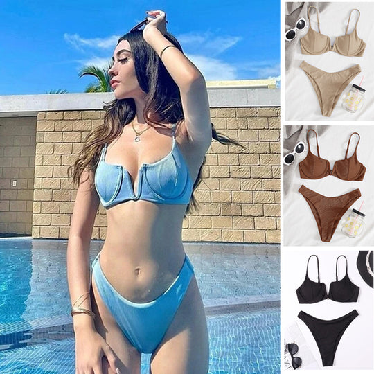Damen Push-Up Bikini-Set mit elegantem Rippendesign EB