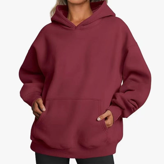 Damen nan extralanger Oversize-Kapuzenpullover im Boxy-Schnitt mit Kängurutasche und geripptem Abschluss EB