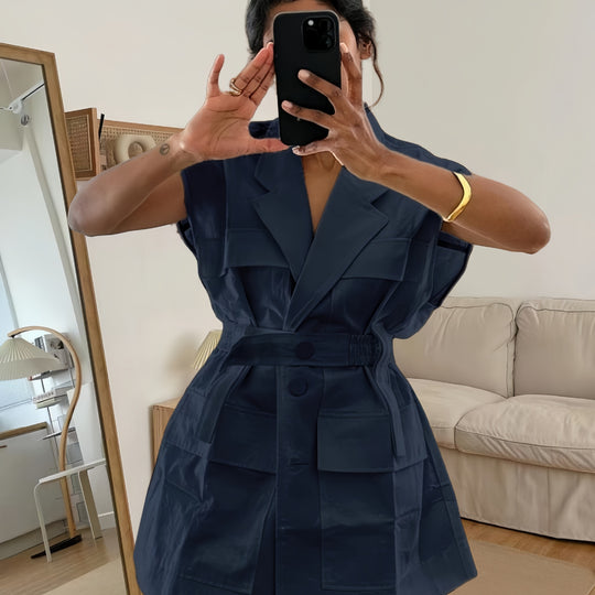 Damen modische Utility-Weste mit oversize Schnitt und praktischen Taschen EB