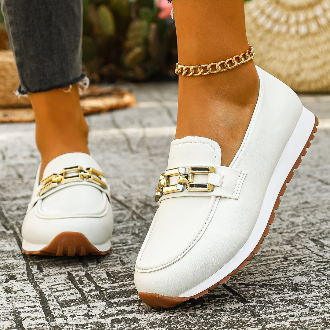 Damen Mokassin-Schuhe mit modischem Schnallen-Design EB