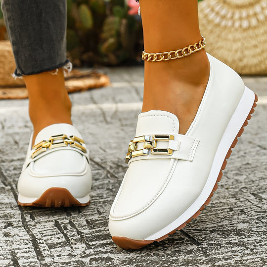 Damen Mokassin-Schuhe mit modischem Schnallen-Design EB