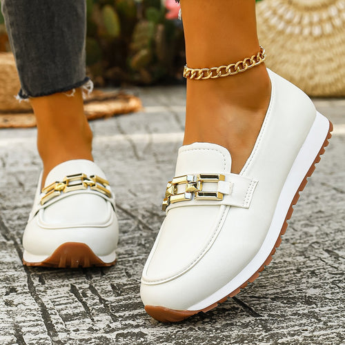 Damen Mokassin-Schuhe mit modischem Schnallen-Design EB