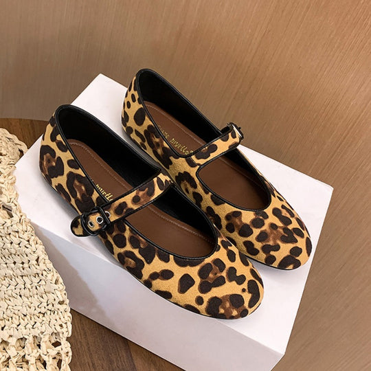 Damen Ballerinas mit verspieltem Leopardenmuster EB