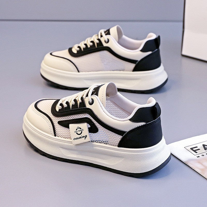 Damen nan leichte Plateausneaker mit atmungsaktivem Mesh-Obermaterial, gepolstertem Fersenkragen und stoßdämpfender EVA-Sohle EB