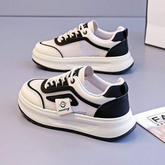 Damen nan leichte Plateausneaker mit atmungsaktivem Mesh-Obermaterial, gepolstertem Fersenkragen und stoßdämpfender EVA-Sohle EB