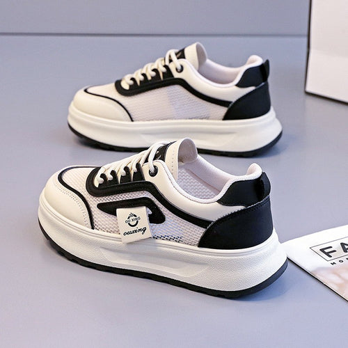 Damen nan leichte Plateausneaker mit atmungsaktivem Mesh-Obermaterial, gepolstertem Fersenkragen und stoßdämpfender EVA-Sohle EB