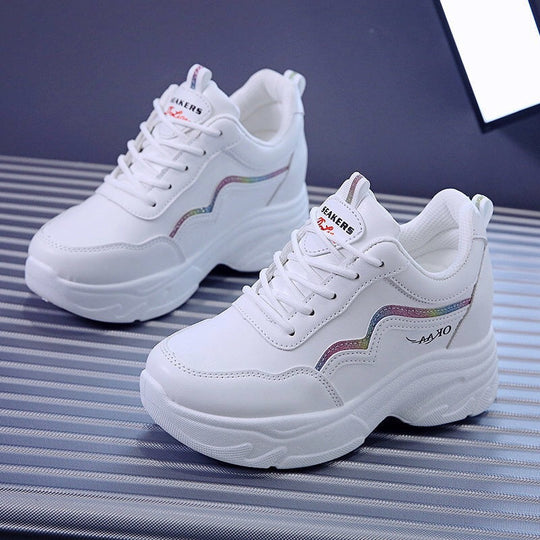 Damen Sportliche Sneakers mit modischer Plateau-Sohle und atmungsaktiver Obermaterialstruktur EB