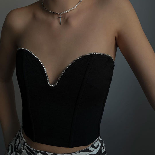 Damen Bustier-Oberteil mit herzförmigem Ausschnitt und elegantem Glamour EB