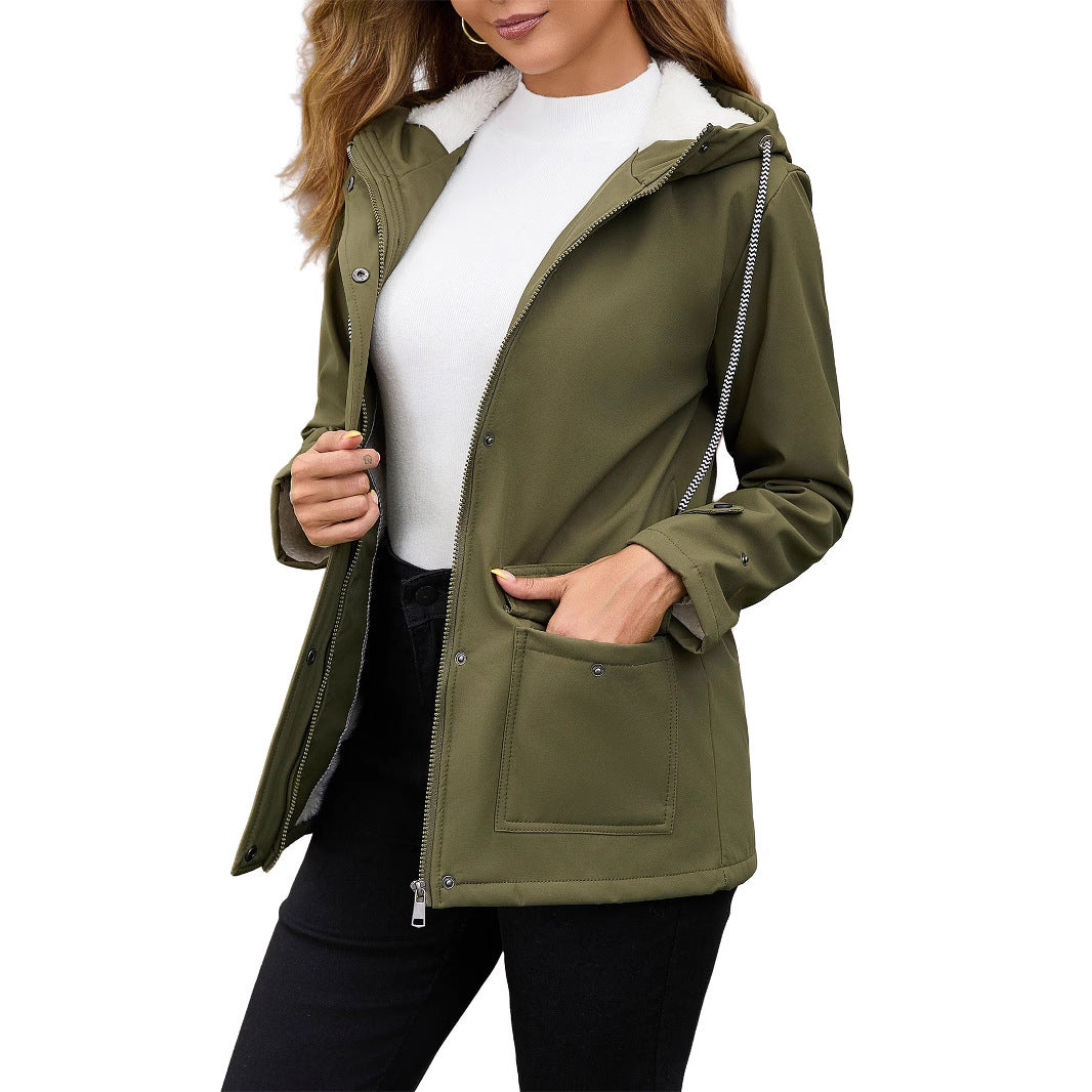 Damen Funktionale Winterjacke mit Fleece-Futter und Kapuze EB