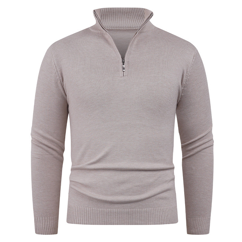 Herren Strickpullover mit hohem Kragen und praktischem Reißverschluss EB