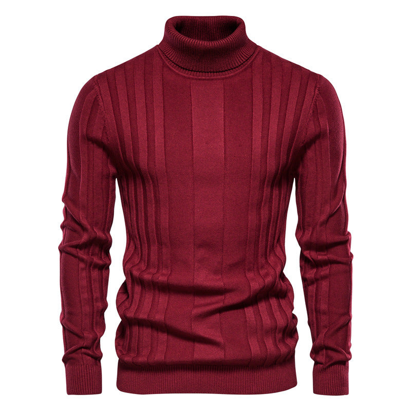 Herren Strickpullover mit hochgeschlossenem Kragen und eleganter Rippstruktur EB