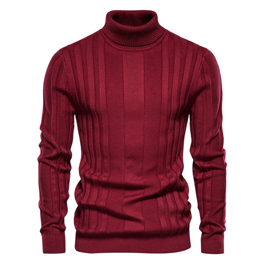 Herren Strickpullover mit hochgeschlossenem Kragen und eleganter Rippstruktur EB
