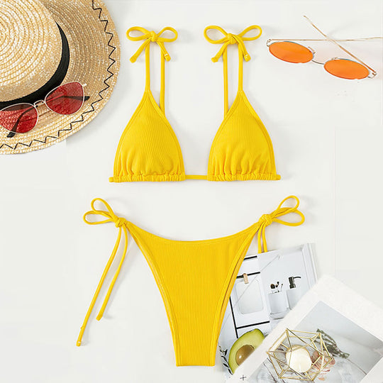 Damen Triangel-Bikini mit verspieltem Bindedesign EB