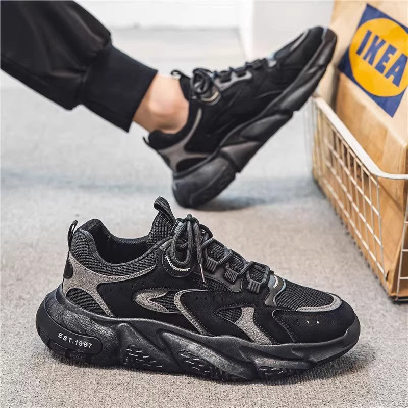 Herren stylische Chunky-Sneaker mit Wildlederoptik und atmungsaktivem Mesh-Obermaterial EB