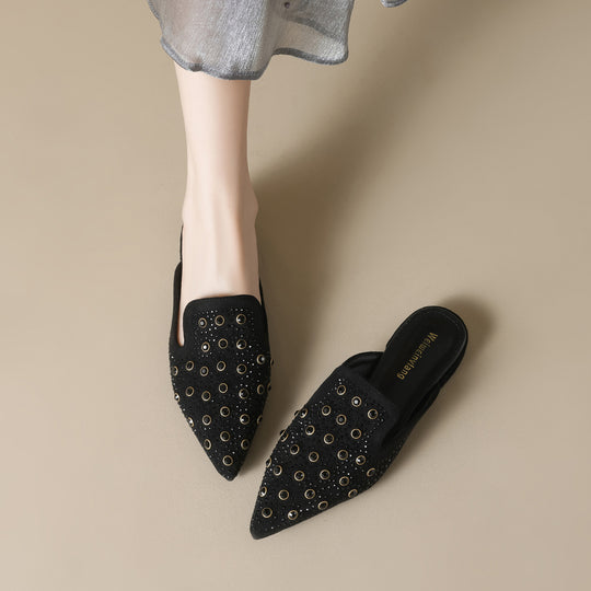 Damen modische Mules mit funkelnden Verzierungen EB