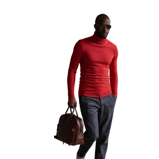 Herren rollkragen pullover mit feiner Struktur EB
