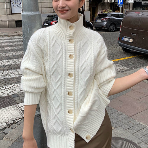 Damen Strickjacke mit hochgeschlossenem Kragen und strukturierter Oberfläche EB