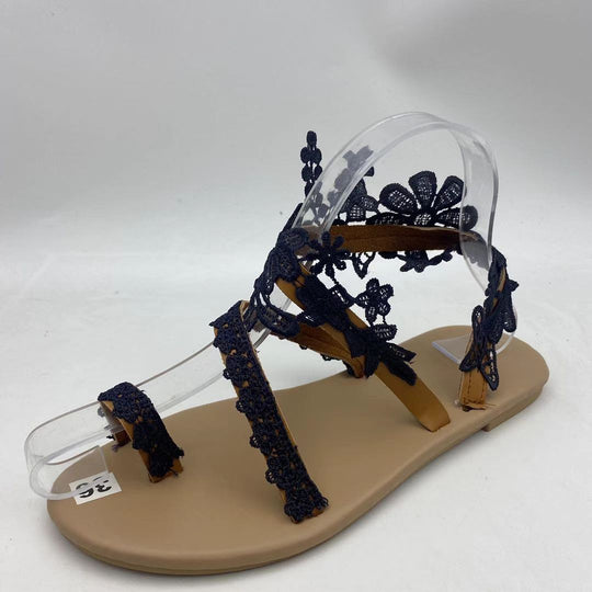 Damen Glamouröse und elegante Zehentrenner-Sandalen mit Perlenschmuck EB