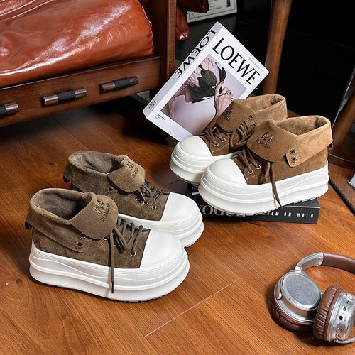 Damen Plateau-Sneaker mit modischem Falten-Design und bequemer Dämpfung EB