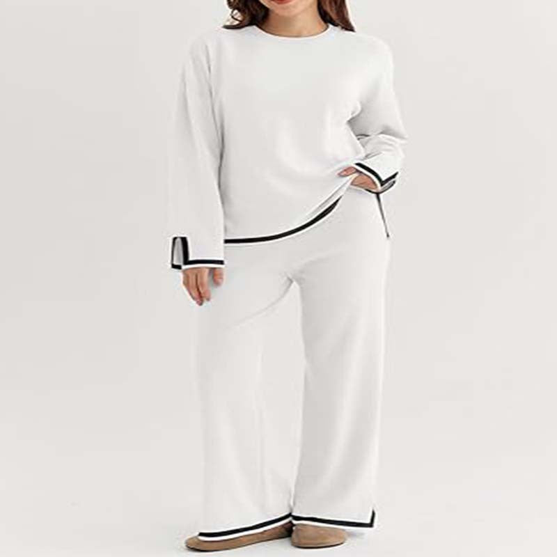 Damen modisches Lounge-Set mit weitem Schnitt und Kontrastbündchen EB