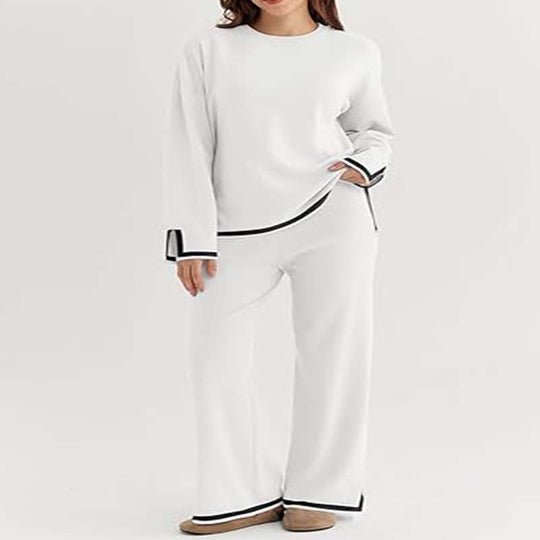 Damen modisches Lounge-Set mit weitem Schnitt und Kontrastbündchen EB