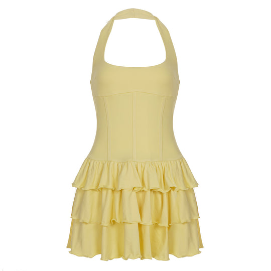 Damen Wickelkleid mit voluminösem Rüschensaum und eleganter Silhouette EB