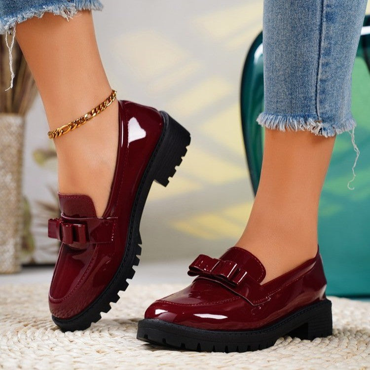 Damen Modische Loafers mit dekorativem Schleifchen EB
