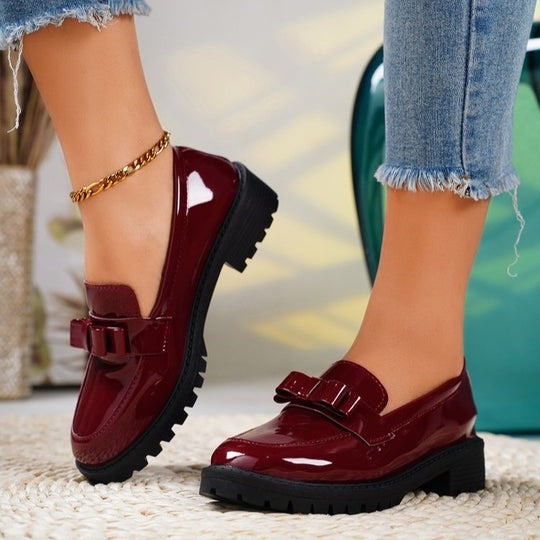 Damen Modische Loafers mit dekorativem Schleifchen EB