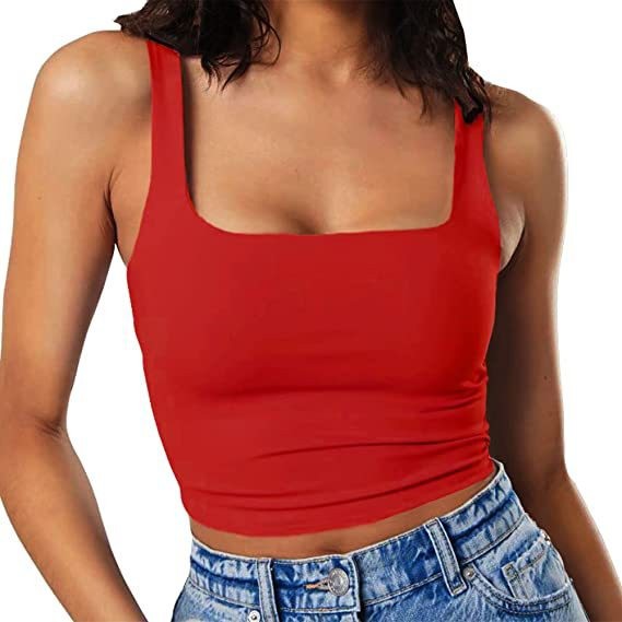 Damen Crop-Top mit quadratischem Ausschnitt und schmalem Schnitt EB
