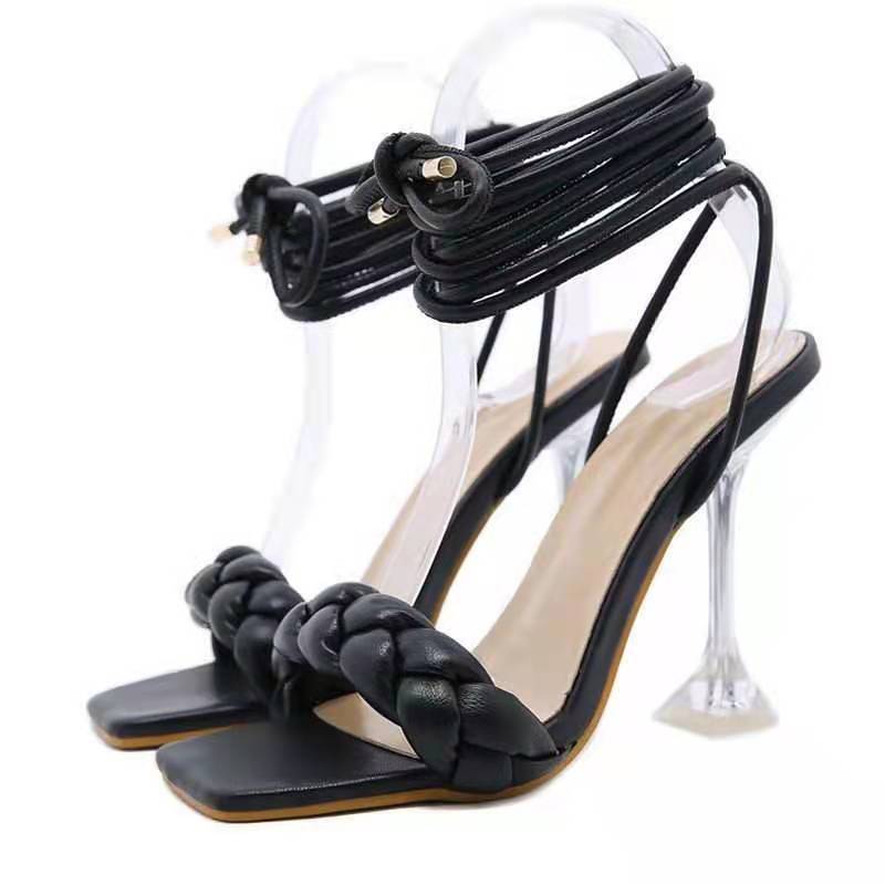 Damen Maßgeschneiderte High Heel Sandalen mit geflochtenem Riemen-Design EB