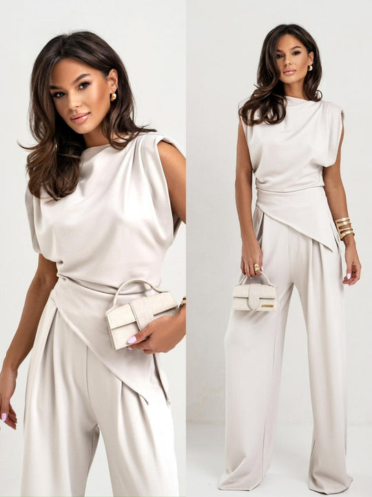 Damen eleganter Jumpsuit mit asymmetrischem Schnitt und hochmodernem Design EB
