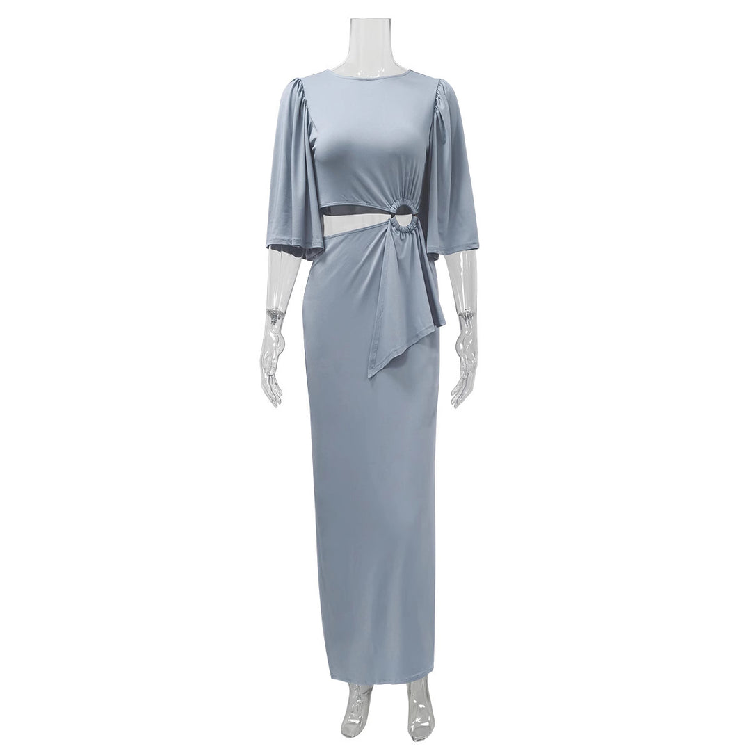 Damen elegantes Maxikleid mit raffiniertem Drapierungsdetail EB