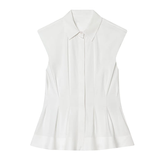 Damen ärmelloses Blusenshirt mit raffinierter Taillierung und elegantem Kragen EB