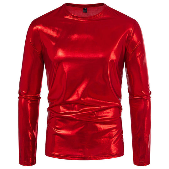 Herren langärmliges Shirt aus glänzendem Stretch-Stoff EB